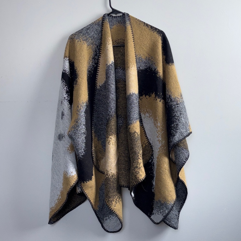 Kollie More Beautiful Abstract Patterned Poncho